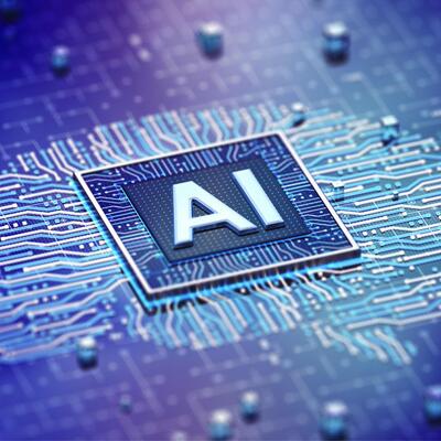An artistic representation of artificial intelligence as a processor chip