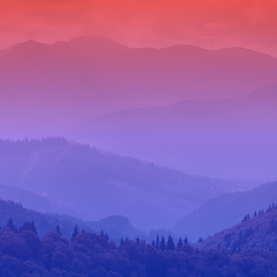 mountains with red to blue gradient overlay